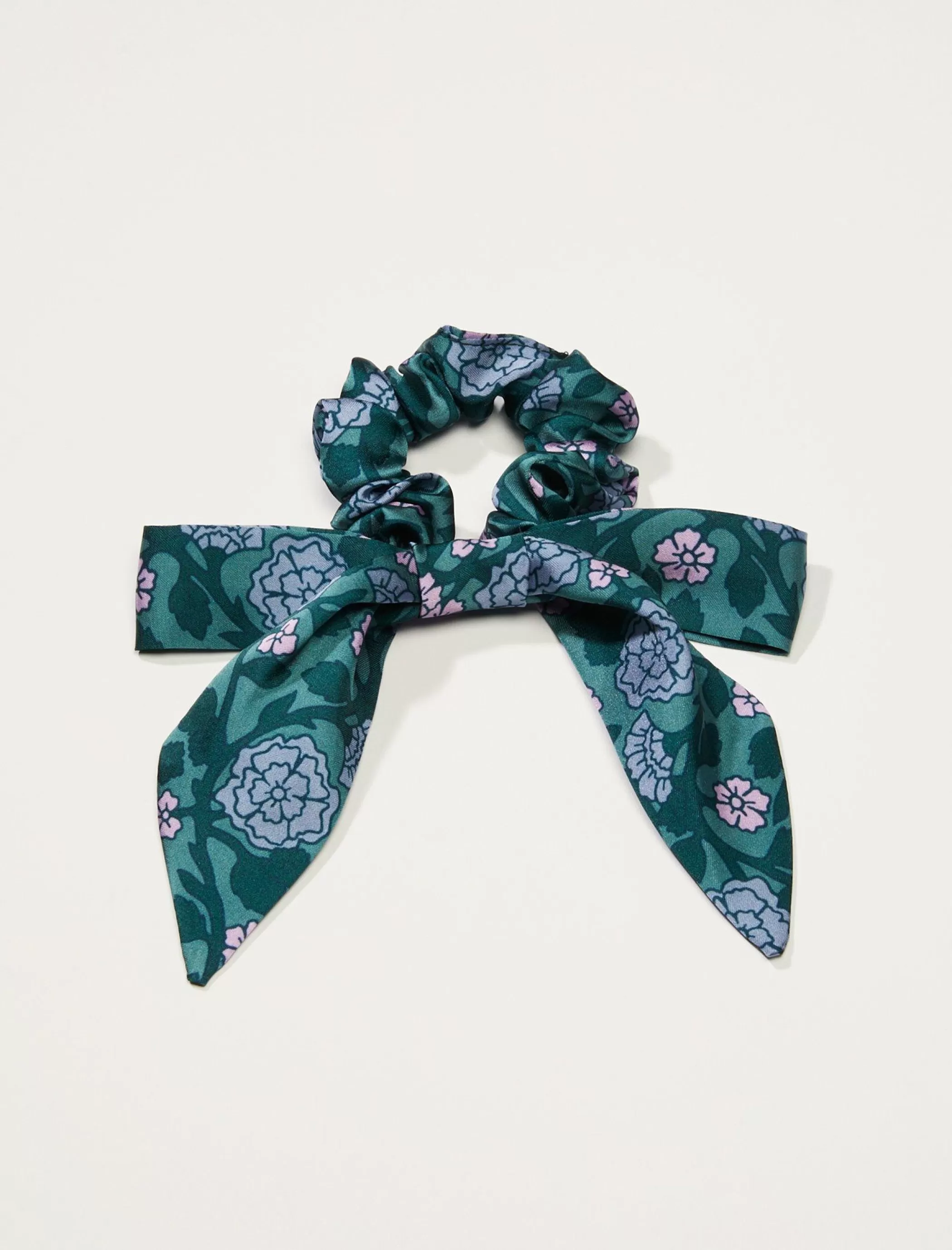 Lucky Brand Hair Accessories*vintage floral bow scrunchie dark green