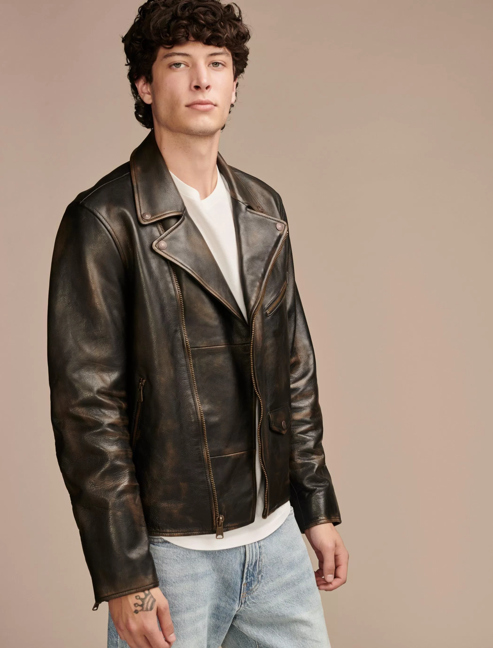 Lucky Brand Jackets & Outerwear*vintage leather moto jacket brown/black